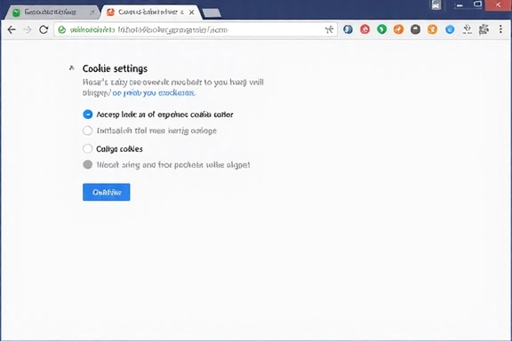 Rappresentazione visiva delle impostazioni dei cookie su un browser web.